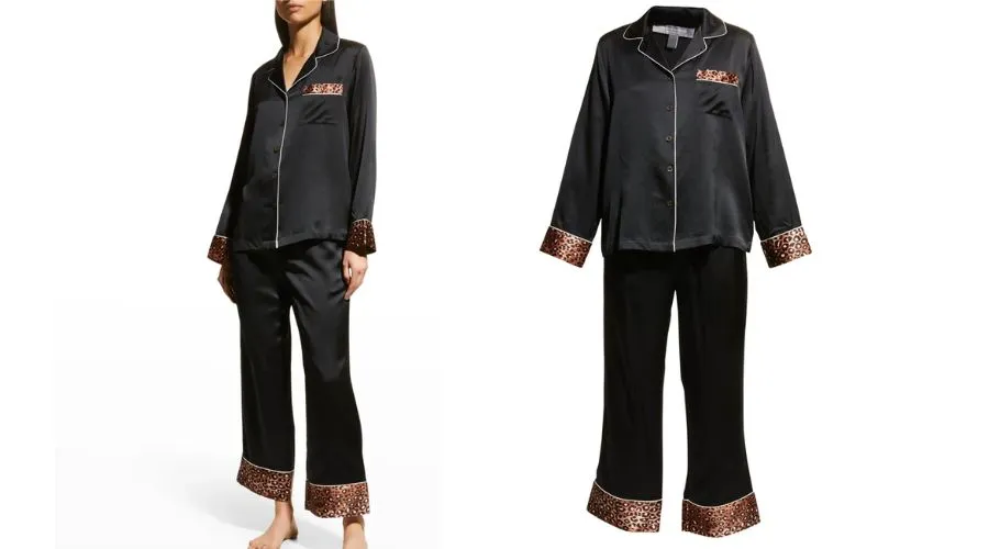 Long Printed Silk Pajama Set