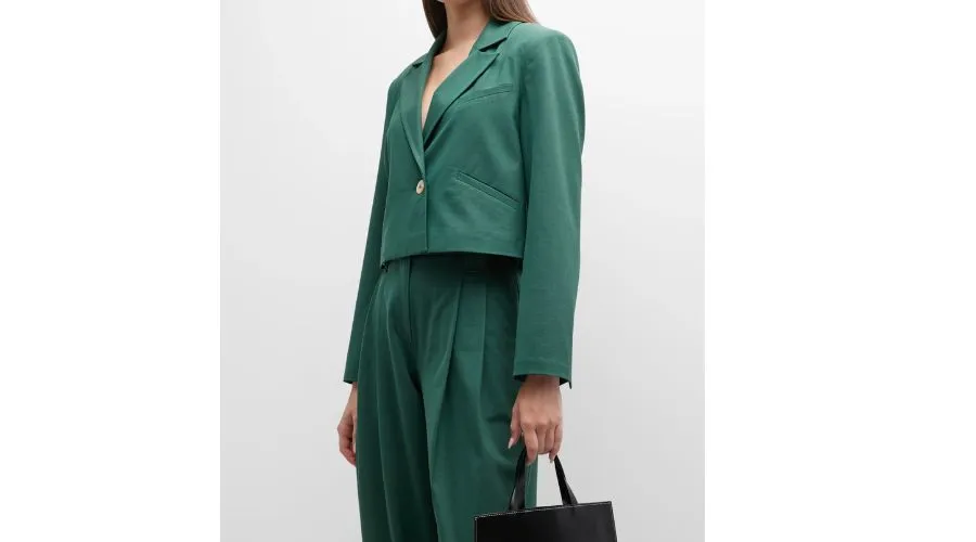 Ganni Drapey Melange Cropped Blazer