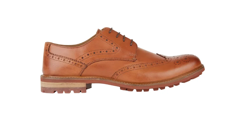 Moss Bray tan lightweight brogue shoe | nowandlive