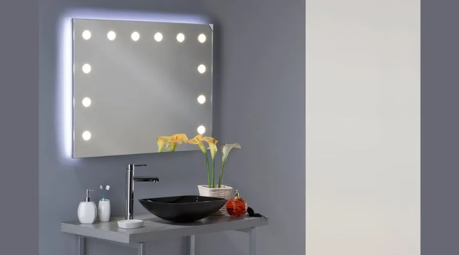 Rectangular Bathroom Mirror with Integrated Lighting