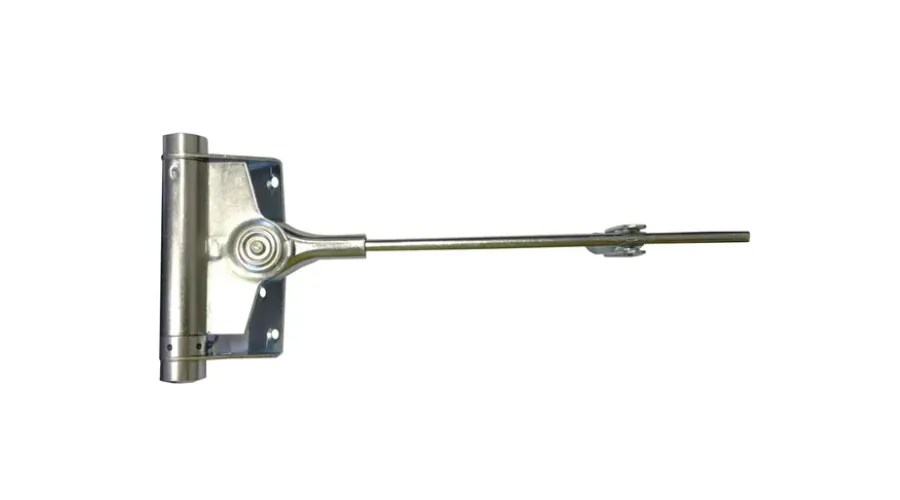 Silver colored spring door closer