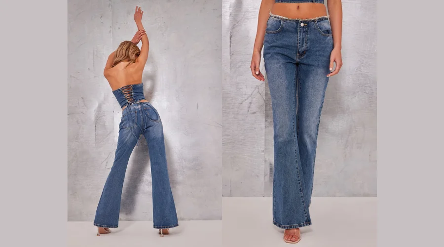 Vintage Butterfly Diamante Detail Flared Jeans