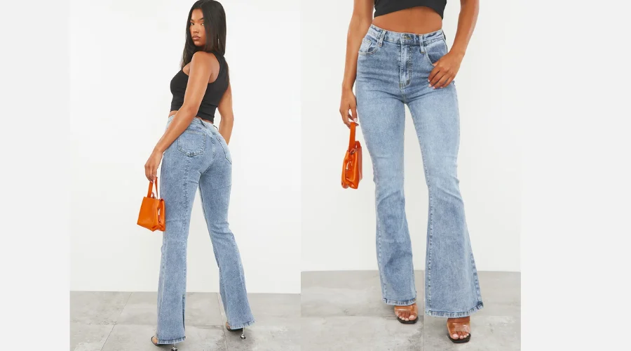 Vintage Wash Wide Leg Flare Jeans