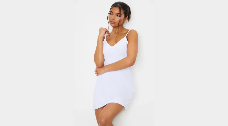 White Backless Strappy Detail Cami Dress