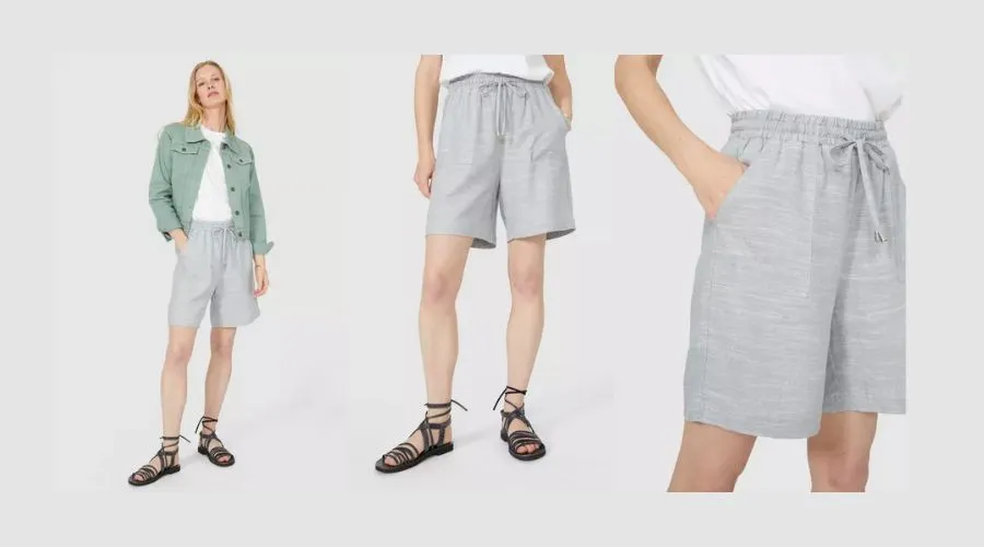 Mantaray Tie Waist Chambray Linen Blend Short