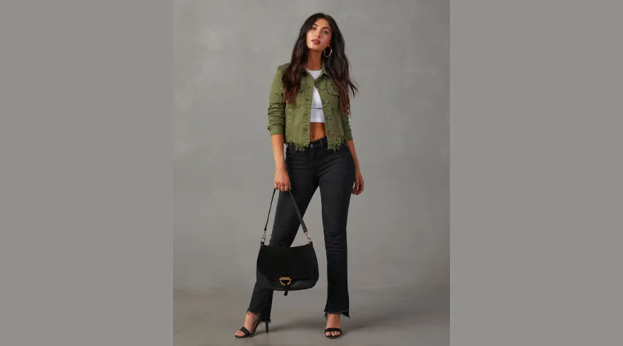Cotton Blend Frayed Jacket