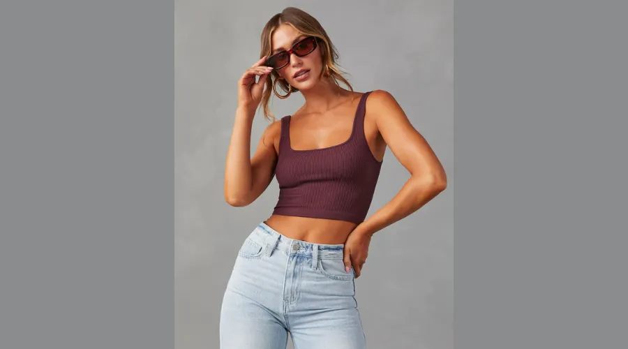 Deva Ribbed Tank Brami - Burgundy