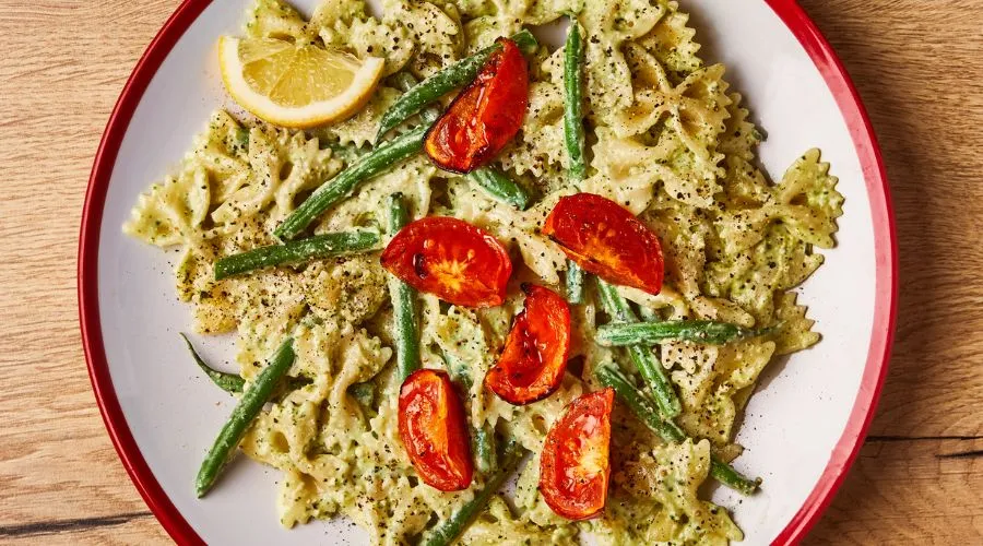Extra Creamy Pesto Pasta with Roasted Tomatoes