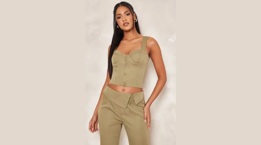 Khaki Button Up Corset 