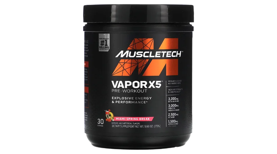 MuscleTech, VaporX5, Pre-Workout, 9.6 oz (272 g), Miami Spring Break flavor