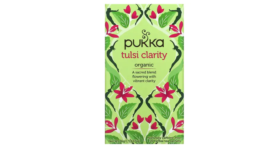 Pukka herbs, organic tulsi clarity, caffeine-free, 20 herbal tea sachets, 1.27 oz (36 g) | Nowandlive