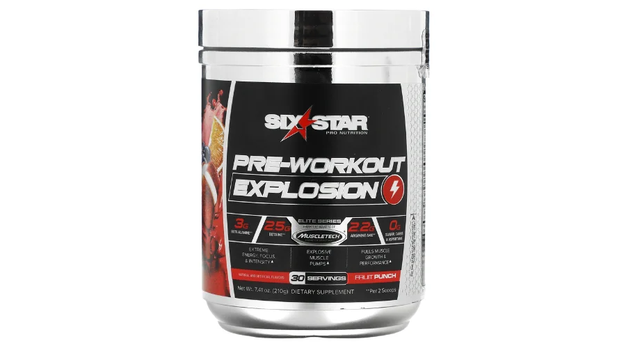 SIXSTAR, Pre-Workout Explosion, 7.41 oz (210 g) Fruit Punch flavor