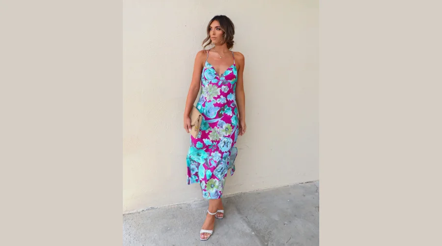 Sako Floral Midi Dress - Magenta/Multi