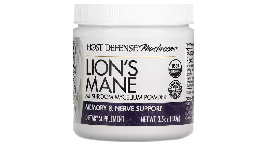 Fungi Perfecti Host Defense, Lion's Mane, Mushroom Mycelium Powder, Memory & Nerve Support, 3.5 oz (100 g)
