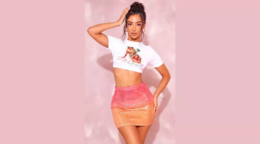 Petite Orange Ombre Sequin Mini Skirt