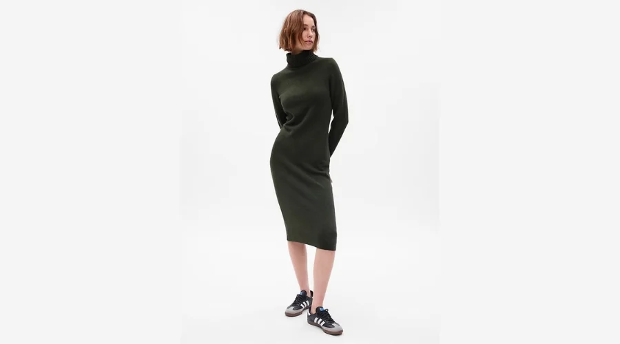 CashSoft Turtleneck Midi Sweater Dress