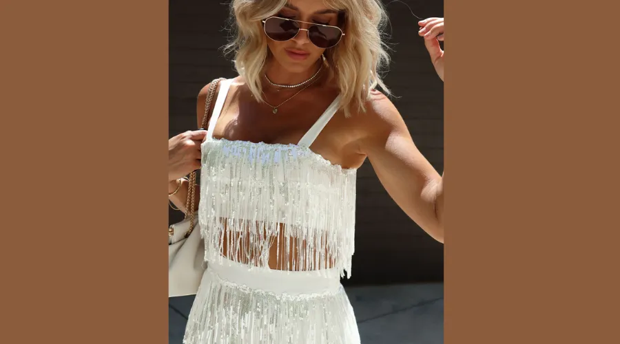 Fancy Rodeo Sequin Fringe Crop Top