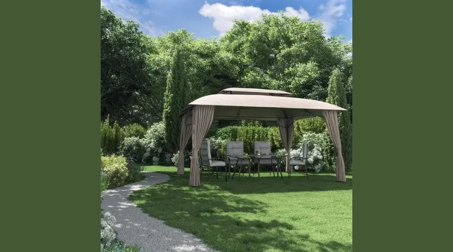 Gray Tokyo steel gazebo L 400 cm x D 300 cm, H 2.7 m