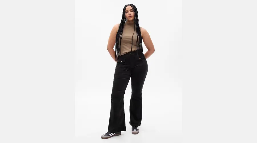 High Rise corduroy '70s flare pants with washwell
