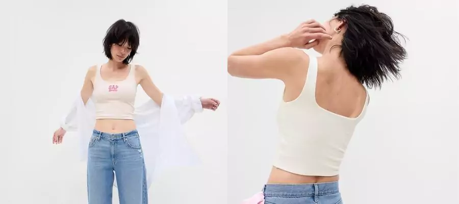 Gap x Barbie Adult Arch Logo Cropped Tank Top