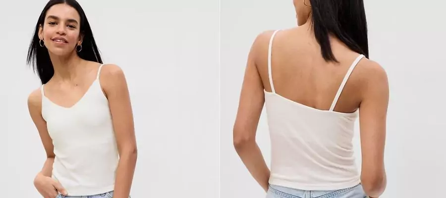 Mini Rib Cropped Tank Top with Shelf-Bra