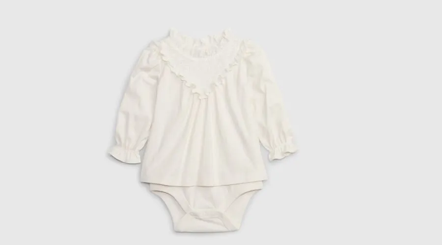 Baby Eyelet Lace-Bib Bodysuit