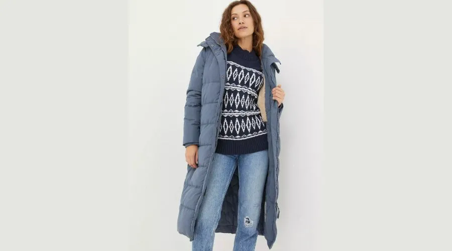 Harley long puffer coat - dusky blue