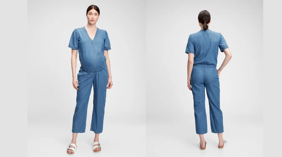 Maternity lyocell v-neck jumpsuit