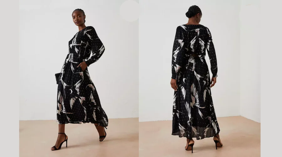 Swallow print elaine midi dress 