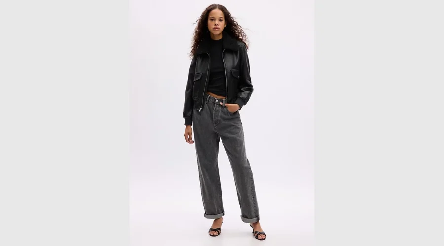 Vegan leather flight jacket