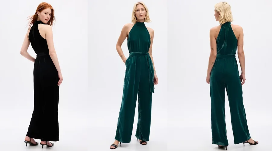 Velvet halter jumpsuit