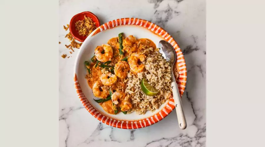Red Thai Jumbo Prawn Curry With Brown Rice