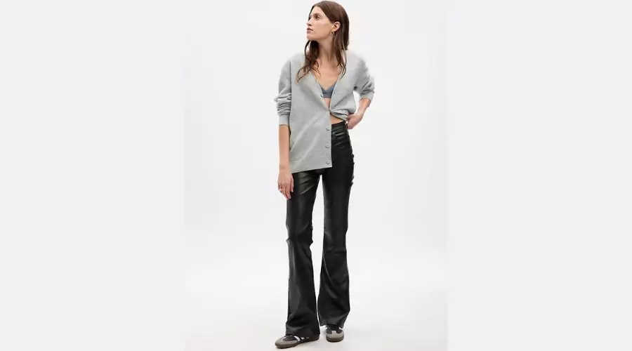 High rise vegan leather '70s flare pants