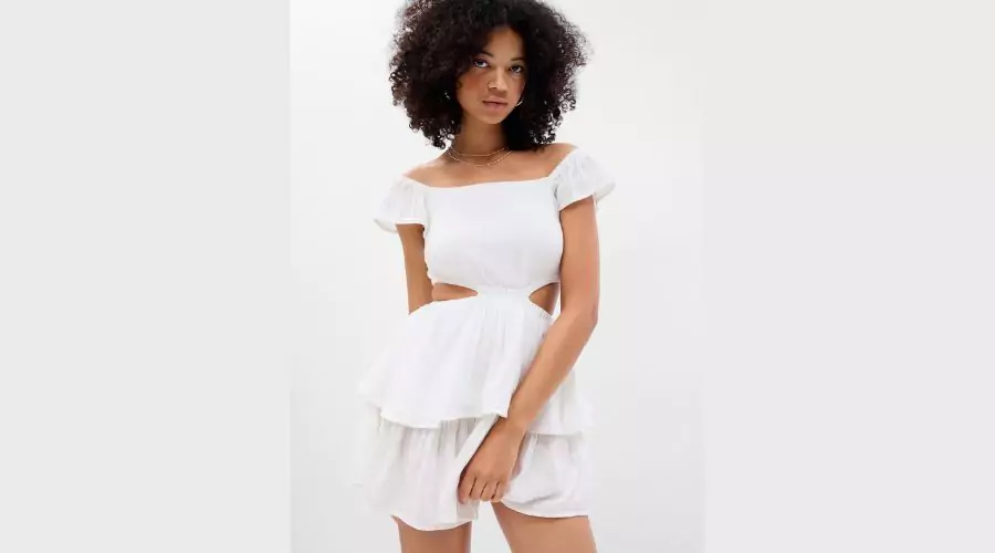 Project GAP side cutout ruffle hem mini dress