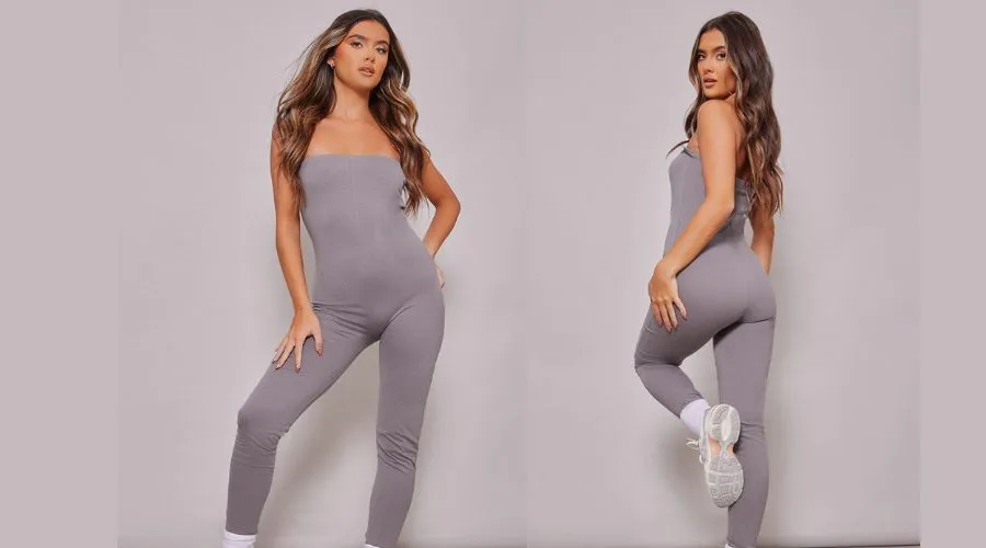 Charcoal Bandeau Cotton Jumpsuit