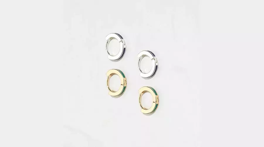 2pk Enamel Huggy Hoops