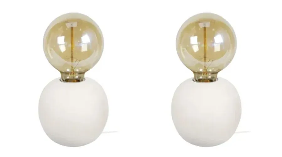 Bois boule-LT2 - round bedside lamp in ivory white wood