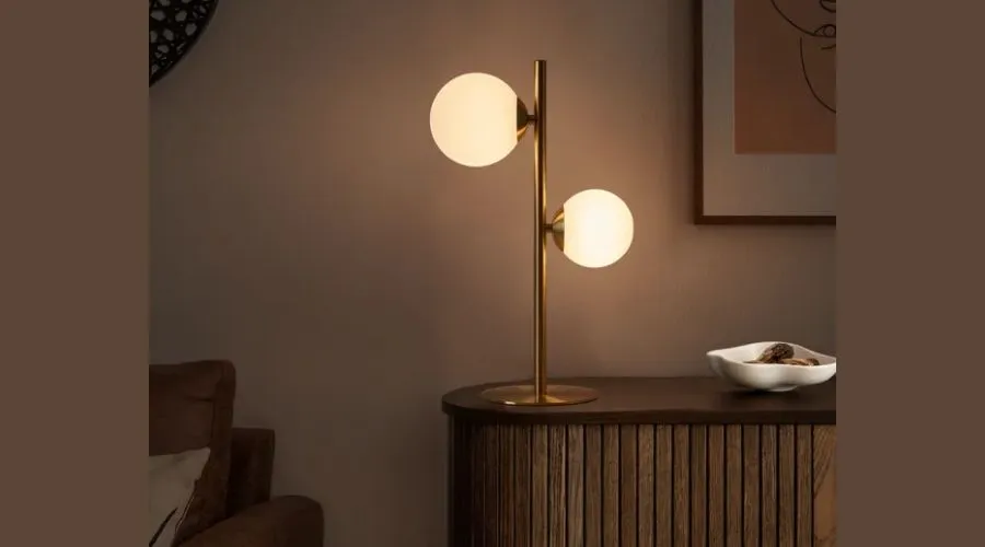 Callas glamorous table lamp brass, white, steel, INSPIRE