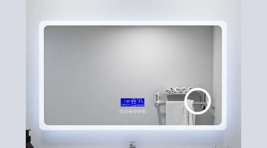Landscape rectangular mirror with integrated lighting