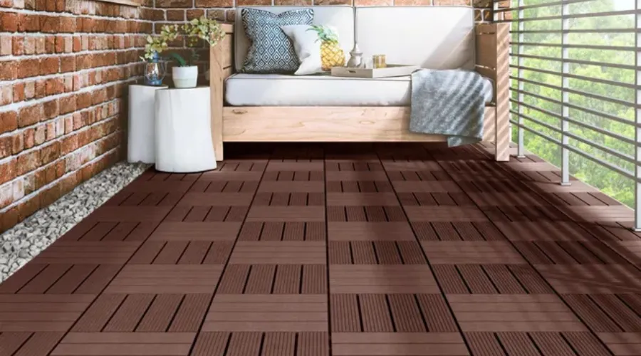 Naterial interlocking tiles in poplar wood