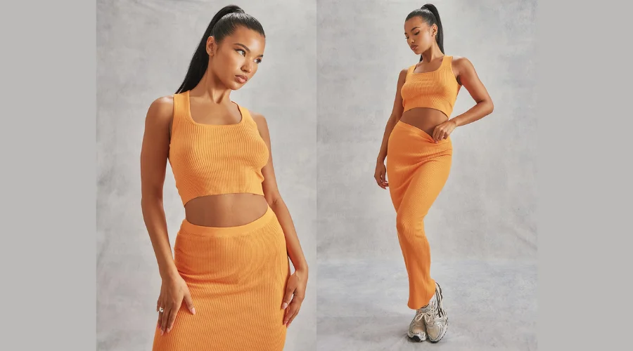 Orange Basic Knitted Vest