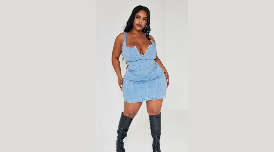 Plus Light Blue Wash Corset