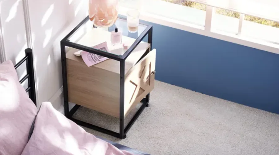 Tectake kidderminster bedside table 40x43x60,5cm - industrial light wood