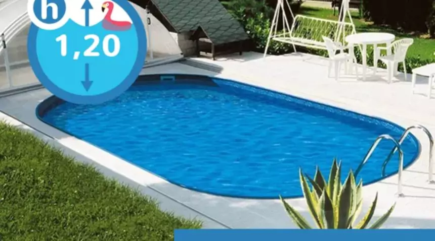 Alba inground swimming pool in sheet steel 6.00 m x 3.20 m - h 1.20 m