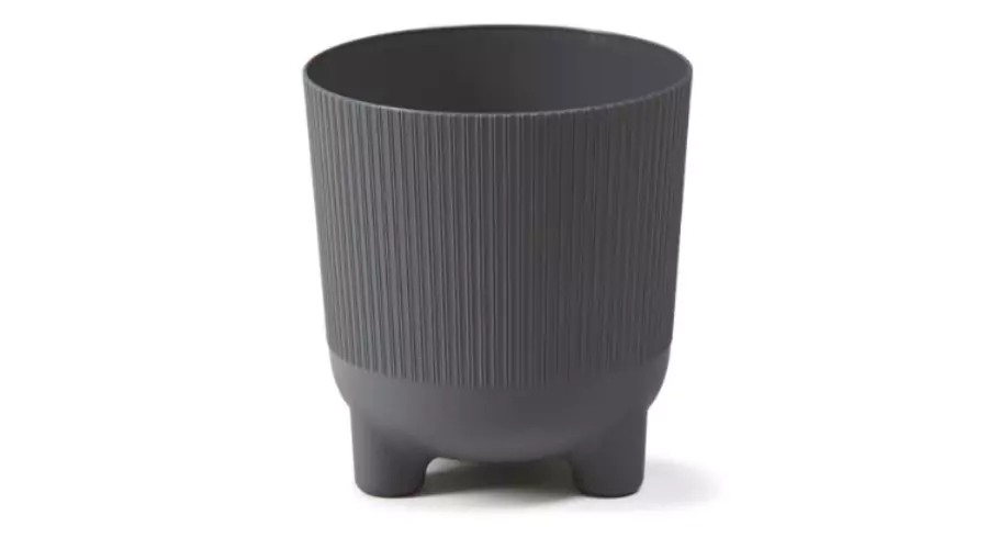 Eolo LAMELA pot covers for plants and flowers in anthracite polypropylene H 17.5 cm Ø 16 cm