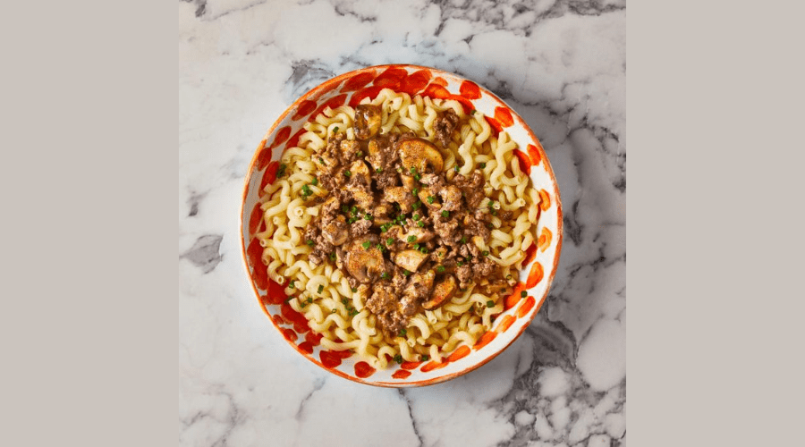 10-Min Beef Mince Stroganoff With Amorini Pasta