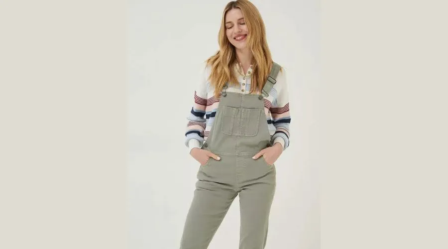 Lewes Slim Leg Canvas Dungarees- green