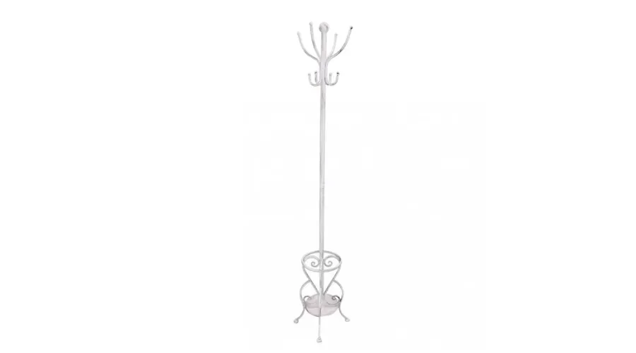 Elegant Vintage White Metal Floor Coat Hanger