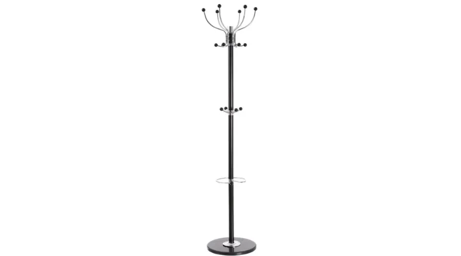 Originality in Black Floor Coat Rack with Black Metal and Marble