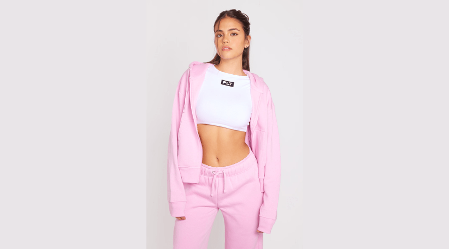 Pink Oversized Zip Up Hooded Sweat